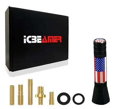 JDM 2 Inch USA Flags Support Homeland Aluminum AM/FM/HM Radio Car Antenna X290 • $5.99