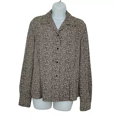 Vintage EVAN-PICONE Women’s Size 12 Cheetah Print Olive Button Front Blouse NEW • $44.45