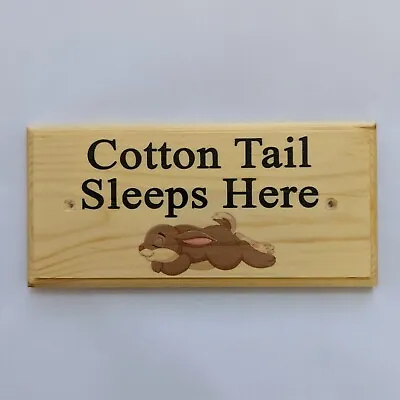 Personalised Rabbit Sign Bunny Sleeps Here Plaque Custom Rabbit Hutch Sign • £10.95