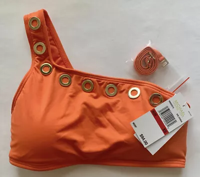 Michael Kors Zinnia/Gold Piece One Shoulder Swim Orange  Top XS NWT Bikini • $59