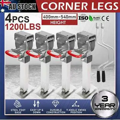 X4 Corner Legs Drop Down Stabilizers 400mm Handle 1200lbs Caravan Camper Trailer • $219.95