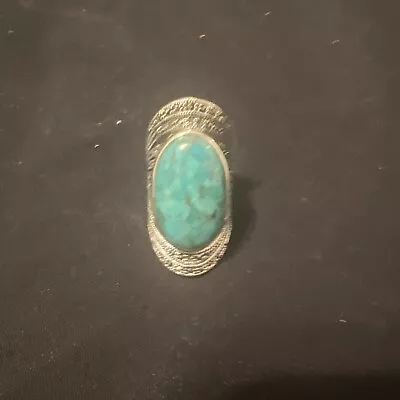 Sterling Silver 925 Marcasite Turquoise Ring Sz: 8 • $65