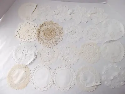 Vtg Lot 20 Small Crochet Doily Madeira Cut Drawn Work Embroid Linen Cotton 6in • $29.99