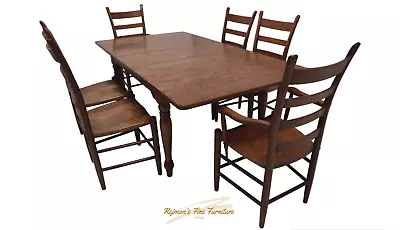 Nichols & Stone Shaker Style Oak Dining Table With 6 Ladder Back Chairs • $2695