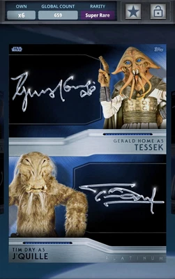 £2.49 • Buy Topps Star Wars Card Trader - Super Rare Signature - Tim Dry J'Quille & Tessek