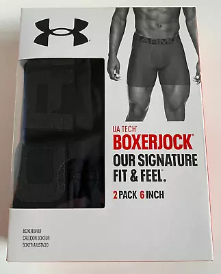 NEW Under Armour Tech Men's 6  Boxerjock Boxer Brief 2 Pack Black Medium 1363619 • $21.99