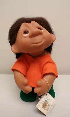 1984 Vintage Norfin Dam Troll Brown Hair/Orange&Green Outfit 10 Denmark • $17.50