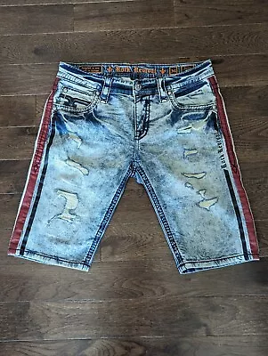 Rock Revival Flame Jean Shorts Men Size 34 Rare! • $37