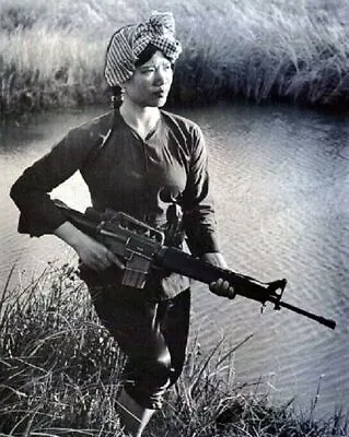 Female Viet Cong Warrior With M 16 Black And White 8x10 Picture Celebrity Print • $3.98