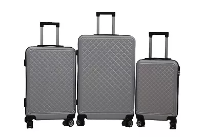 Set Of 3 Hard Shell Suitcase 4 Wheel Travel-Trolley Lightweight Case Cabin • £74.99