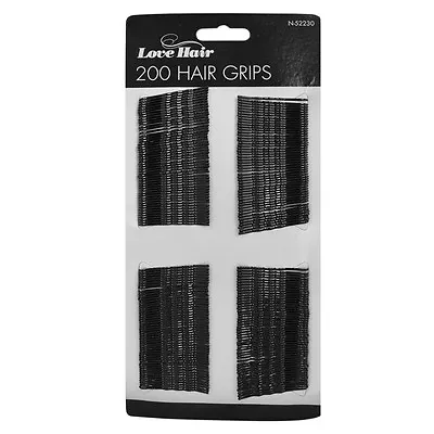 Black Hair Clips Pins Grips Love Hair Pack Of 200   • £3.99