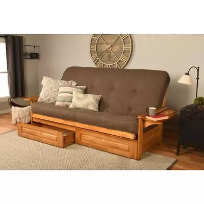 Phoenix Frame Queen-Butternut Finish-Linen Cocoa Mattress-Storage Drawers • $882.41