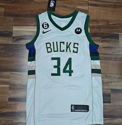 Giannis Antetokounmpo #34 Milwaukee Bucks White Jersey Men NWT • $45.93