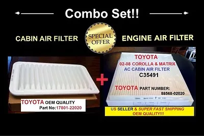 $15.99 • Buy ENGINE&CABIN AIR FILTER For Toyota COROLLA & MATRIX 2003-2008 US Seller