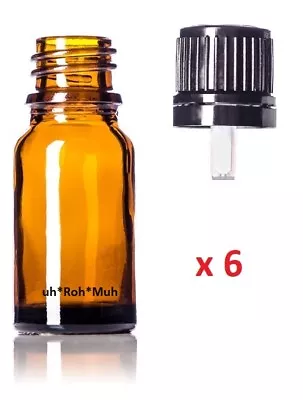 Euro Dropper Bottles For Essential Oils - 10 Ml | 6 Pack | Amber/Blue -Free Ship • $8.80