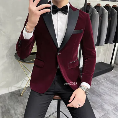 Men's Vintage Velvet Smoking Jacket Wedding Dress Formal Performance Suit Coats • $55