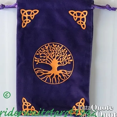 TREE Of LIFE TAROT/ANGEL/RUNES VELVET POUCH 2 COLOURS PURPLE Or BLACK+FREE POST+ • £7.77