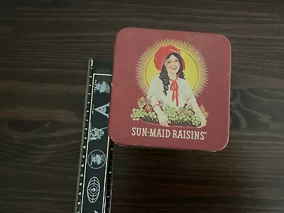 Retro Sun-Maid Raisins Metal Tin Tin Square Box Company “Fruit Of The Vine” • $7.99