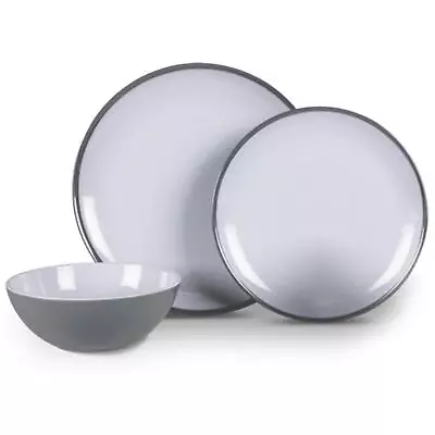 KAMPA 12pc MELAMINE CAMPING DISHWARE SET DINNER BBQ PICNIC PLATE BOWL CAMPERVAN • £34.95