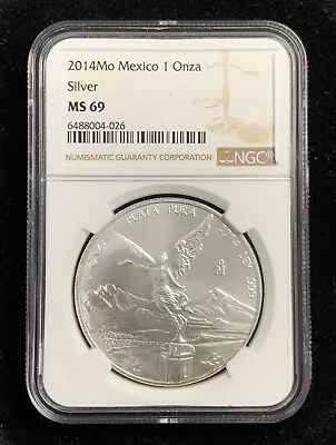 2014Mo Mexico 1 Onza Silver NGC MS69 (BN108) • $22.51