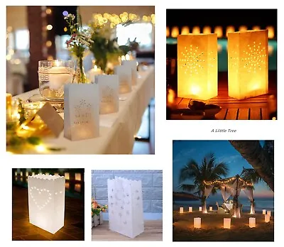 20PCs Luminary Candle Lantern Paper Bag Bags Party Valentine Birthday Wedding • £6.49