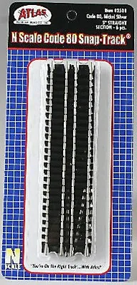 Atlas #2501 -  5  Straight Track Section - 6 Pieces -  N Scale - Code 80 Rails  • $6.50