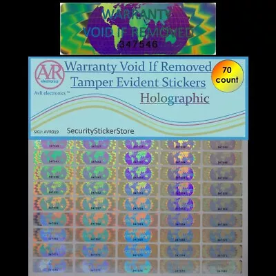 $7.98 • Buy WARRANTY VOID IF REMOVED Tamper Proof Security Sticker (SERIAL NUMBERS) (AvR019)