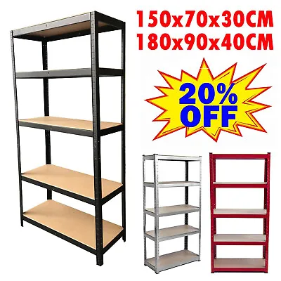 5 Tier Racking Shelf Heavy Duty Garage Shelving Storage Shelves Unit Office Home • £16