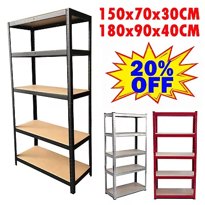 5 Tier Storage Shelving Shelves Metal Racking Unit Tools Garage Garden Shop Shed • £22.20