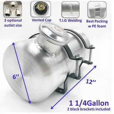 1 1/4 Gallon 6'' X 12  1/4NPT Outlet End Fill Spun Aluminum Gas Tank /Fuel Tank  • $94.21