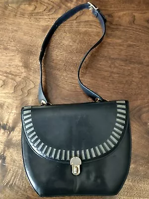 Vintage Genuine Lizard And Leather Black Purse Made In Argentina • $45