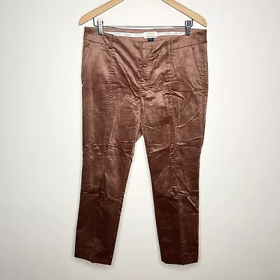 Anthropologie Essential Slim Velvet Copper Brown Trouser Pants Women’s 10 • $35