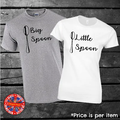 Big Spoon Little Spoon Matching T-shirt Set Mens Ladies Gift Couples Friends • £10.95