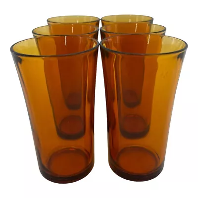 6 Vintage Duralex Amber Vereco Tumblers Made In France 5 Inch MCM • $36