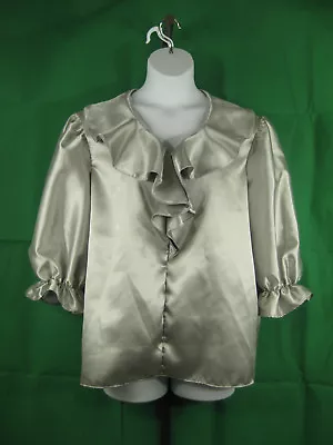 Plus Size Blouse 2X 3X Silver Ruffled Front 3/4 Sleeves SQUARE UP FASHIONS • $45.99