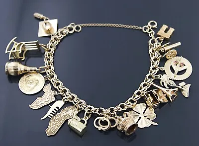 Vintage 14k Yellow Gold Charm Bracelet 8  Long • $3750