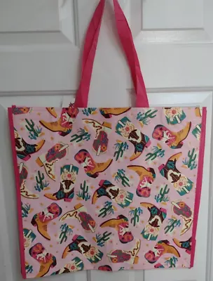 TJ Maxx Large Shopping Bag Cowgirl Boots Pink Eco Friendly Tote Bag • $7.19