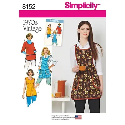 SIMPLICITY 8152 MISSES' 1970'S VINTAGE APRONS Sewing Pattern Sizes XS - L • $19.37