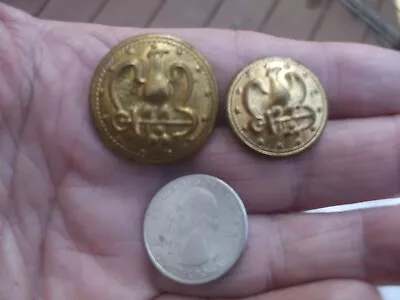 TWO   Antique Civil War US Navy Eagle & Parallel Anchor Brass Buttons • $30