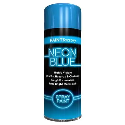 Blue Fluorescent Bright Neon Spray Paint Aerosol Matt Hi Vis Safety 200ml • £5.69