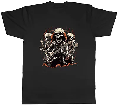 Rock N Roll Band Mens T-Shirt Skeleton Gothic Guitar Music Tee Gift • £8.99