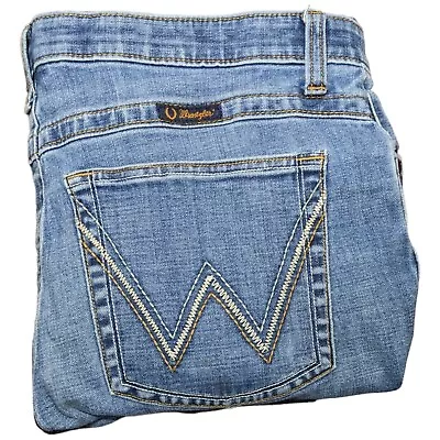 Wrangler Q Baby Jeans Womens Measured Sz 36x32 Blue Boot Cut Western Denim Pants • £24.59