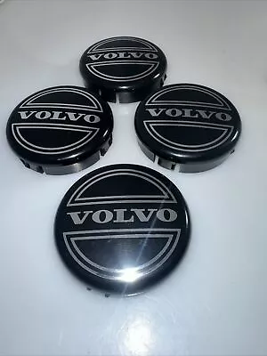 New Set Of 4 Volvo Black Center Wheel Hub Caps Cover Logo Rims 3546923 Wheels • $17.95