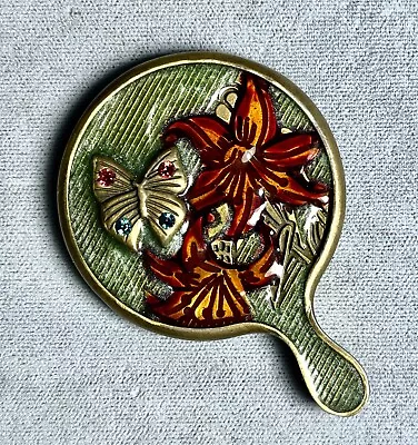 Jay Strongwater Doll's Mini Or Purse Mirror Butterfly Lilies Enamel Crystals • $25