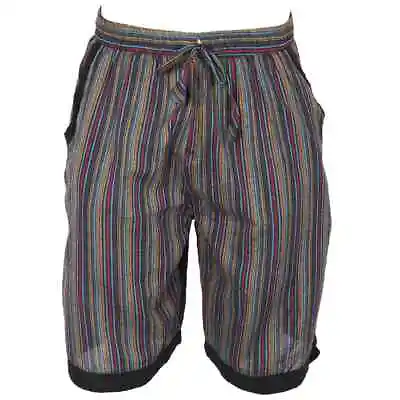 Men's Striped Lightweight Cotton Shorts Siesta Fair Trade Hippie Boho  • £18.99