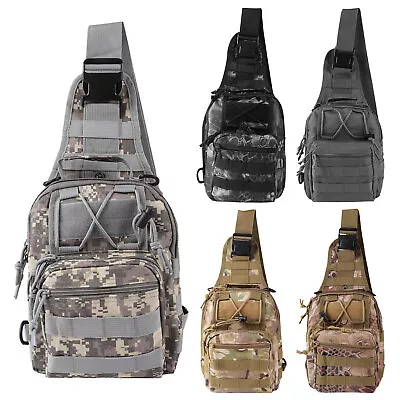 Outdoor Tactical Sling Bag Military MOLLE Crossbody Pack Chest Shoulder Backpack • $13.99