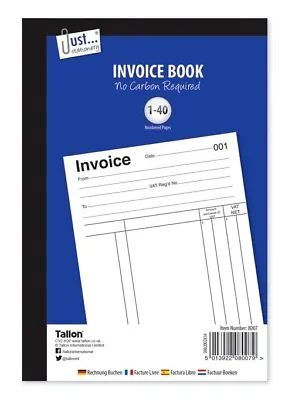 A5 Invoice Book Carbonless Duplicate Receipt Numbered Cash 1-40 Pages Office • £3.20