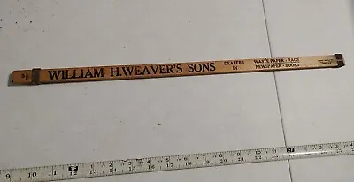 Vtg William H. Weaver's Sons Reading PA Advertising Wood Slide Yardstick Ruler • $19.99