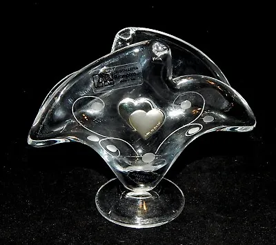 Acompora Cristalleria Etched Fan Vase Argenta .925 Silver Hearts  • $12.60