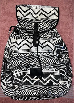 Victorias Secret PINK Bling Sequin Vintage Tribal Pattern Canvas Backpack • $49.99